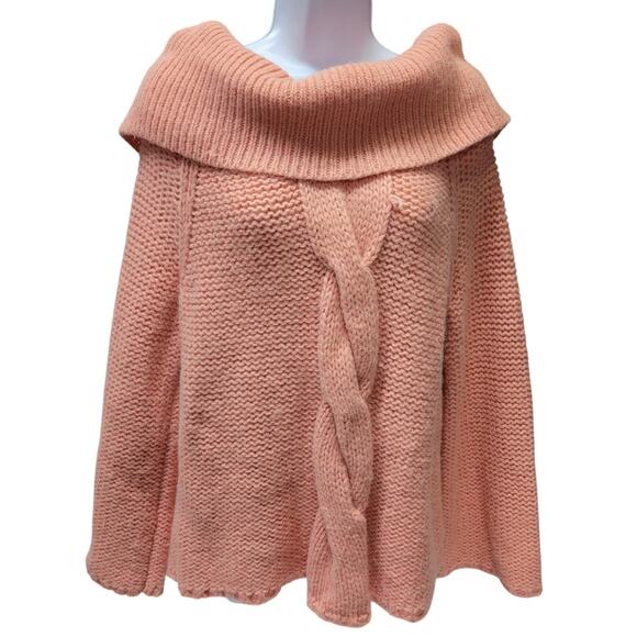 Michael Kors Womans XL Sweater Peach Alpaca Blend Cowl Neck Cable Knit Detail - Picture 1 of 3